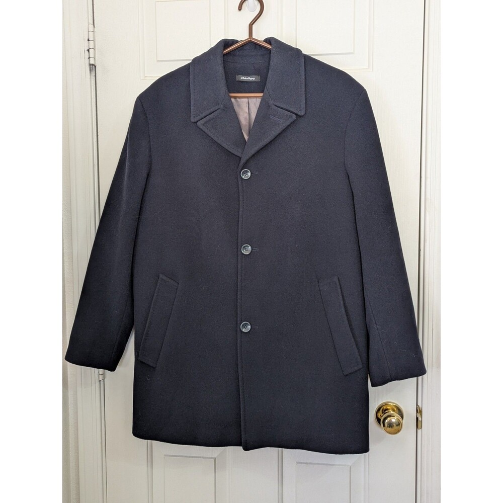 NEW HARDWICK Overcoat Coat Mens 40R Black Wool Blend Peacoat Pockets Lined Heavy